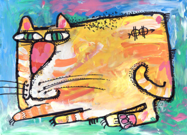 Malerei mit dem Titel "Cat stories #49" von Nikita Ostapenco, Original-Kunstwerk, Acryl