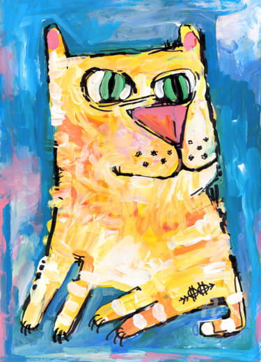 Painting titled "Cat stories #54" by Nikita Ostapenco, Original Artwork, Acrylic
