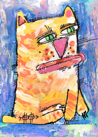Картина под названием "Cat stories #58" - Nikita Ostapenco, Подлинное произведение искусства, Акрил