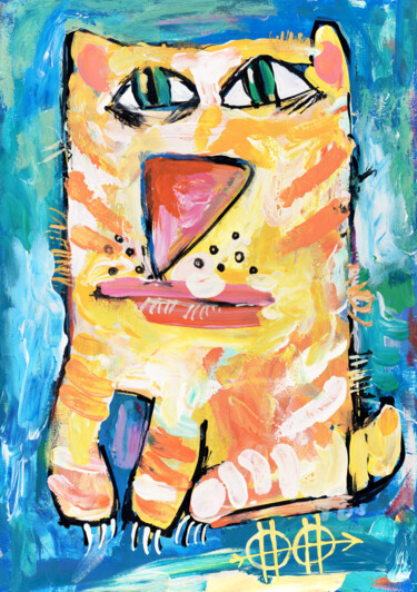 Malerei mit dem Titel "Cat stories #77" von Nikita Ostapenco, Original-Kunstwerk, Acryl