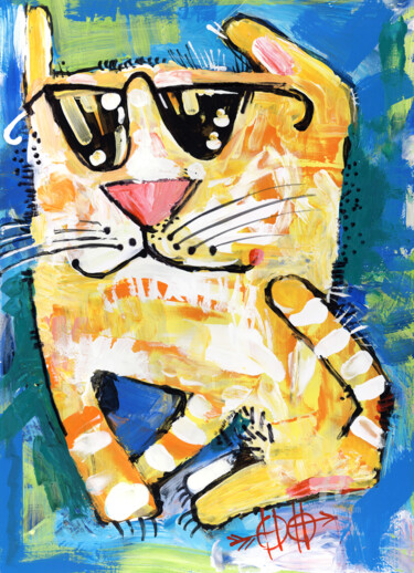 Painting titled "Cat stories #82" by Nikita Ostapenco, Original Artwork, Acrylic