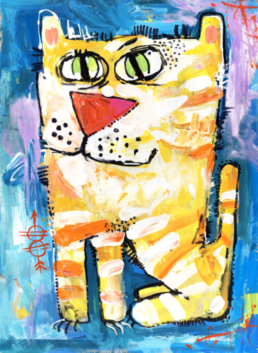 Painting titled "Cat stories #83" by Nikita Ostapenco, Original Artwork, Acrylic