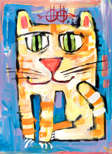 Malerei mit dem Titel "Cat stories #89" von Nikita Ostapenco, Original-Kunstwerk, Acryl