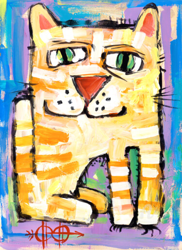 Malerei mit dem Titel "Cat stories #90" von Nikita Ostapenco, Original-Kunstwerk, Acryl