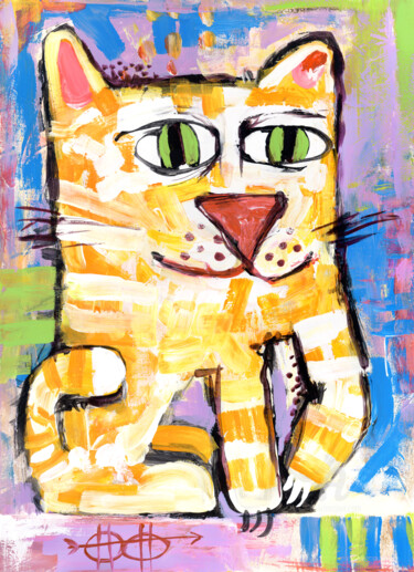 Painting titled "Cat stories #91" by Nikita Ostapenco, Original Artwork, Acrylic
