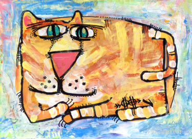 Pintura intitulada "Cat stories #51" por Nikita Ostapenco, Obras de arte originais, Acrílico