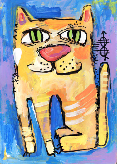 Malerei mit dem Titel "Cat stories #74" von Nikita Ostapenco, Original-Kunstwerk, Acryl