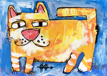 Malerei mit dem Titel "Cat stories #64" von Nikita Ostapenco, Original-Kunstwerk, Acryl