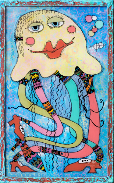 Pittura intitolato "Jellyfish dance #2" da Nikita Ostapenco, Opera d'arte originale, Acrilico