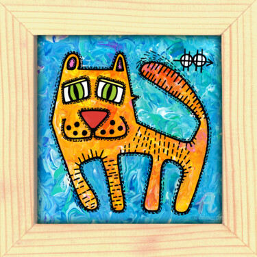 Painting titled "Kitty #4" by Nikita Ostapenco, Original Artwork, Acrylic