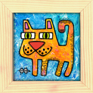 Painting titled "Kitty #7" by Nikita Ostapenco, Original Artwork, Acrylic