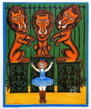 Incisioni, stampe intitolato "Linocut #2" da Nikita Ostapenco, Opera d'arte originale, Incisioni su linoleum