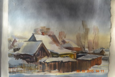 Картина под названием "Морозно" - Валерий Никитин, Подлинное произведение искусства, Акварель