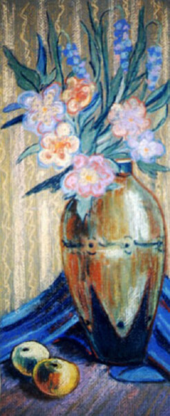 Pittura intitolato "due mele" da Hélène Guinand, Opera d'arte originale, Pastello