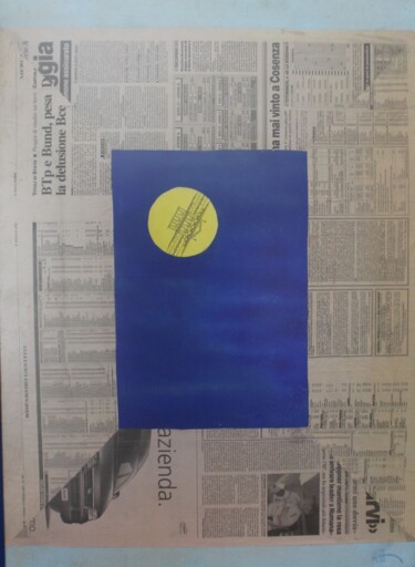 Collages intitulée "Luna noiosa" par Hélène Guinand, Œuvre d'art originale, Collages