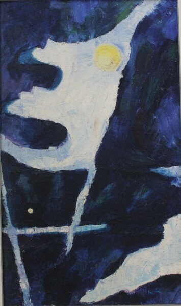 Peinture intitulée "La luna e il mare" par Hélène Guinand, Œuvre d'art originale, Huile