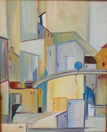 Painting titled "Palloncino vola" by Hélène Guinand, Original Artwork, Oil