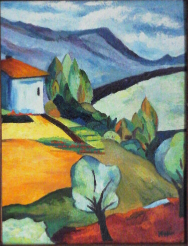 Schilderij getiteld "Terra rossa" door Hélène Guinand, Origineel Kunstwerk, Olie