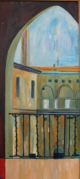 Картина под названием "Finestra su Bologna" - Hélène Guinand, Подлинное произведение искусства, Масло