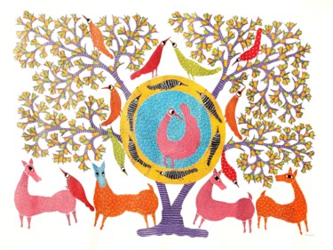 Pintura titulada "Gond Painting42" por Nikki Singh, Obra de arte original, Acrílico