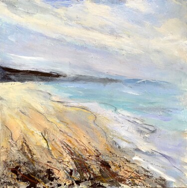 Painting titled "Soft Shoreline" by Nikki Wheeler, Original Artwork, Oil Mounted on Other rigid panel