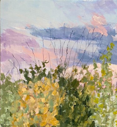 Pittura intitolato "Autumn Trees and Sky" da Nikki Wheeler, Opera d'arte originale, Acrilico Montato su Telaio per barella i…