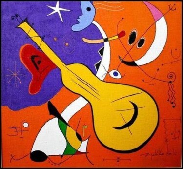 Peinture intitulée "Guitarre de Cocho" par Nikko Kali, Œuvre d'art originale, Huile