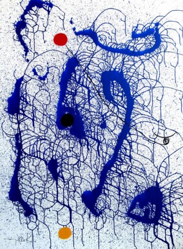 Peinture intitulée "Face Blue Roots - I…" par Nikko Kali, Œuvre d'art originale, Huile