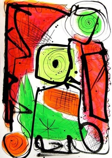 Peinture intitulée "La poussette" par Nikko Kali, Œuvre d'art originale, Huile