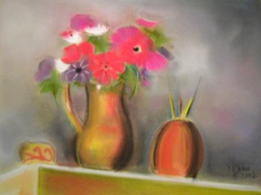 Peinture intitulée "Composition florale" par Nikkos, Œuvre d'art originale