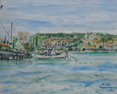 Peinture intitulée "Porto-Héli 2 lagune…" par Nikkos, Œuvre d'art originale