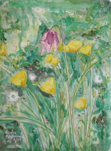 Peinture intitulée "Fleurs du marais de…" par Nikkos, Œuvre d'art originale