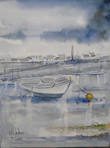Peinture intitulée "Mouillage breton" par Nikkos, Œuvre d'art originale