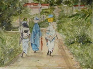 Peinture intitulée "Femmes ivoiriennes" par Nikkos, Œuvre d'art originale