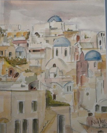Peinture intitulée "Couleurs grecques" par Nikkos, Œuvre d'art originale