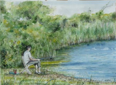 Peinture intitulée "Concours de pêche a…" par Nikkos, Œuvre d'art originale
