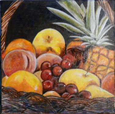 Peinture intitulée "Canasta de frutas" par Nikkos, Œuvre d'art originale