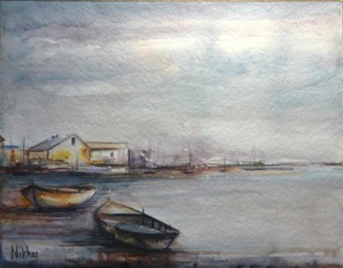 Peinture intitulée "Maisons des pêcheurs" par Nikkos, Œuvre d'art originale