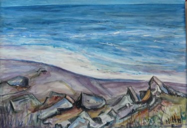Peinture intitulée "Côte océanique Oues…" par Nikkos, Œuvre d'art originale