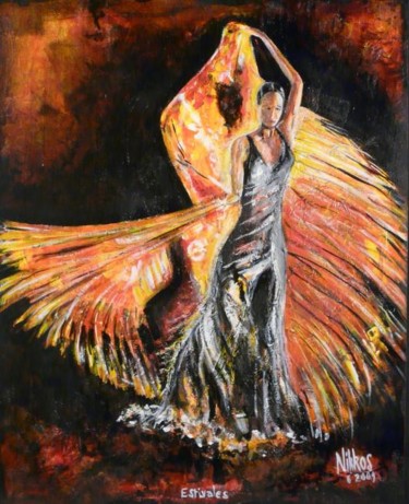 Peinture intitulée "Danseuse sévillane" par Nikkos, Œuvre d'art originale