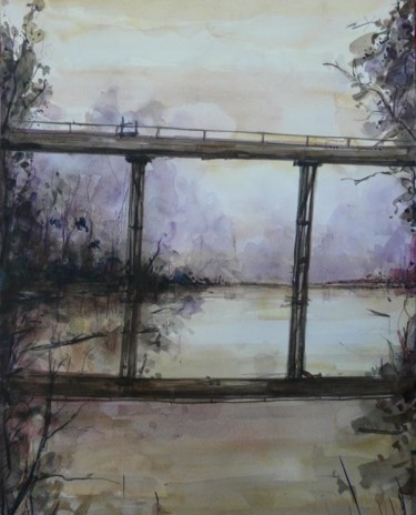 Peinture intitulée "Bridge Over Nurrumb…" par Nikkos, Œuvre d'art originale