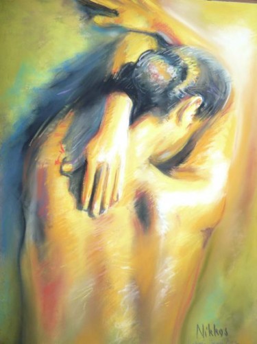 Peinture intitulée "La femme au dos nu" par Nikkos, Œuvre d'art originale