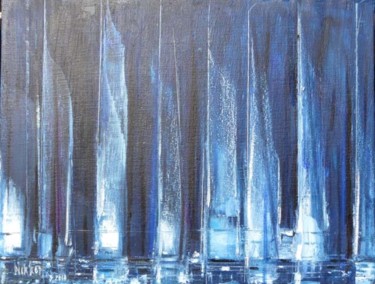 Peinture intitulée "Blue boat" par Nikkos, Œuvre d'art originale