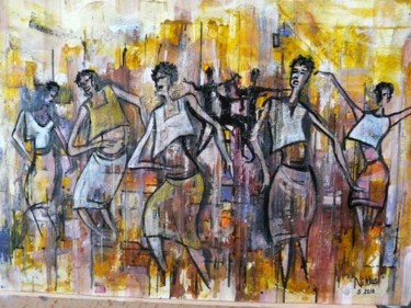 Peinture intitulée "Vuvuzela dance   So…" par Nikkos, Œuvre d'art originale