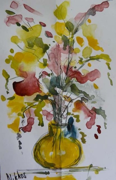 Peinture intitulée "Mini flower fashion" par Nikkos, Œuvre d'art originale