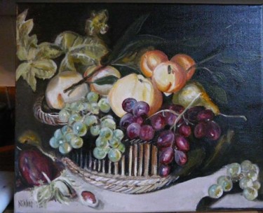 Peinture intitulée "Corbeille de fruits…" par Nikkos, Œuvre d'art originale
