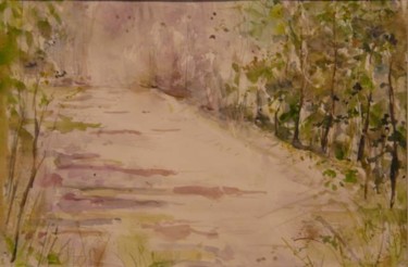Peinture intitulée "Chemin forestier" par Nikkos, Œuvre d'art originale, Huile