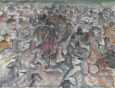 Peinture intitulée "Bêlements des mouto…" par Nikkos, Œuvre d'art originale