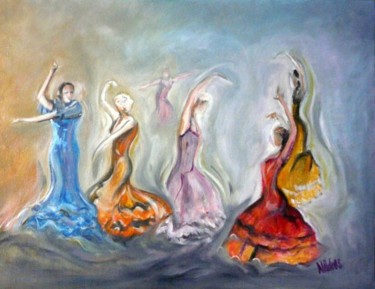 Peinture intitulée "movimientos de baile" par Nikkos, Œuvre d'art originale