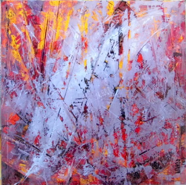 Peinture intitulée "Orange-freeze" par Nikkos, Œuvre d'art originale, Huile